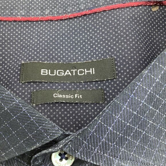 Bugatchi Mens‎ Classic Fit Long Sleeve Button Up Shirt Blue Check Size XXL - Picture 4 of 6